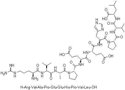 CAS # 486999-28-4, L-Arginyl-L-valyl-L-alanyl-L-prolyl-L-alpha-glutamyl-L-alpha-glutamyl-L-histidyl-L-prolyl-L-valyl-L-leucine