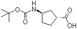 structure of CAS# 489446-85-7, (1R,3R)-N-Boc-1-aminocyclopentane-3-carboxylic acid