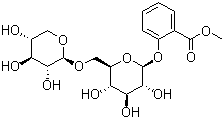 CAS # 490-67-5, Gaultherin, Monotropitin, Monotropitoside, Methyl salicylate beta-primeveroside, Monotropitin, Monotropitosid, 2-[(6-O-beta-D-Xylopyranosyl-beta-D-glucopyranosyl)oxy]benzoic acid methyl ester