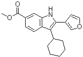 CAS 登录号：494799-20-1, 3-环己基-2-(呋喃-3-基)-1H-吲哚-6-羧酸甲酯