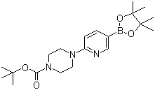 CAS 登录号：496786-98-2, 2-(4-叔丁氧羰基哌嗪基)吡啶-5-硼酸频哪醇酯