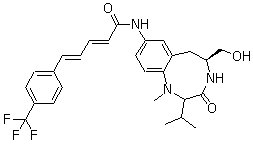 (2E,4E)-N-[(2S,5S)-1,2,3,4,5,6-六氢-5-(羟基甲基)-1-甲基-2-(1-甲基乙基)-3-氧代-1,4-苯并二氮杂环辛四烯-8-基]-5-[4-(三氟甲基)苯基]-2,4-戊二烯酰胺分子结构 (CAS 497259-23-1)