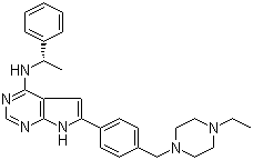 6-[4-[(4-乙基-1-哌嗪)甲基]苯基]-N-[(1R)-1-苯基乙基]-7H-吡咯并[2,3-d]嘧啶-4-胺分子结构 (CAS 497839-62-0)