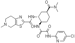 N-(5-氯-2-吡啶基)-N'-[(1R,2R,4S)-4-[(二甲基氨基)羰基]-2-[[(4,5,6,7-四氢-5-甲基噻唑并[5,4-c]吡啶-2-基)羰基]氨基]环己基]草酸二酰胺分子结构 (CAS 500572-10-1)