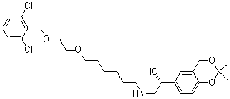(1R)-2-[[6-[2-[(2,6-二氯苄基)氧基]乙氧基]己基]氨基]-1-(2,2-二甲基-4H-1,3-苯并二氧杂环己-6-基)乙醇分子结构 (CAS 503068-37-9)
