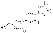 (5R)-3-[3-氟-4-(4,4,5,5-四甲基-1,3,2-二氧杂环戊硼烷-2-基)苯基]-5-(羟基甲基)-2-恶唑烷酮分子结构 (CAS 504438-22-6)