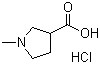 1-甲基-3-吡咯烷甲酸盐酸盐分子结构 (CAS 50585-87-0)