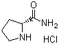 structure of CAS# 50894-62-7, (2R)-2-Pyrrolidinecarboxamide monohydrochloride