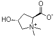 CAS # 515-25-3, (2S-trans)-2-Carboxy-4-hydroxy-1,1-dimethylpyrrolidinium inner salt, trans-4-Hydroxyproline betaine, Achillein, Achilleine, Betonicin