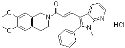 structure of CAS# 521984-48-5, 1,2,3,4-Tetrahydro-6,7-dimethoxy-2-[(2E)-3-(1-methyl-2-phenyl-1H-pyrrolo[2,3-b]pyridin-3-yl)-1-oxo-2-propenyl]isoquinoline monohydrochloride