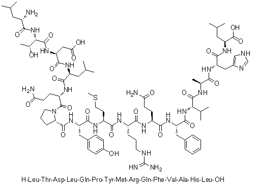 CAS 登录号：524061-16-3, L-亮氨酰-L-苏氨酰-L-alpha-天冬氨酰-L-亮氨酰-L-谷氨酰胺酰-L-脯氨酰-L-酪氨酰-L-蛋氨酰-L-精氨酰-L-谷氨酰胺酰-L-苯丙氨酰-L-缬氨酰-L-丙氨酰-L-组氨酰-L-亮氨酸