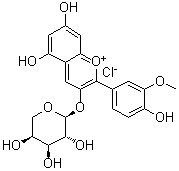 芍药花青素 3-O-alpha-L-阿拉伯糖吡喃糖苷分子结构 (CAS 524943-91-7)