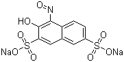 structure of CAS# 525-05-3, 3-Hydroxy-4-nitroso-2,7-naphthalenedisulfonic acid disodium salt