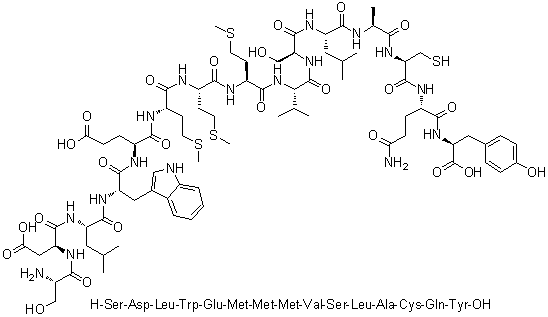 L-丝氨酰-L-alpha-天冬氨酰-L-亮氨酰-L-色氨酰-L-alpha-谷氨酰-L-蛋氨酰-L-蛋氨酰-L-蛋氨酰-L-缬氨酰-L-丝氨酰-L-亮氨酰-L-丙氨酰-L-半胱氨酰-L-谷氨酰胺酰-L-酪氨酸分子结构 (CAS 526203-81-6)