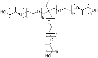 CAS # 52624-57-4, Trimethylolpropane ethoxylated propoxylated, Ethoxylated-propoxylated trimethylolpropane, Ethylene oxide-propylene oxide copolymer ether with trimethylolpropane, Ethylene oxide-propylene oxide copolymer trimethylolpropane ether, Trimethylolpropane polyethylene-polypropylene glycol ether