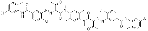 CAS # 5280-80-8, C.I. Pigment Yellow 95, 3,3'-[(2,5-Dimethyl-1,4-phenylene)bis[imino(1-acetyl-2-oxo-2,1-ethanediyl)-2,1-diazenediyl]]bis[4-chloro-N-(5-chloro-2-methylphenyl)benzamide], C.I. 20034, C.I. Pigment Yellow 95, Chromofine Yellow 5900, Cromophtal Yellow GF, Cromophtal Yellow GR, Cromophtal Yellow GR-P, Microlen Yellow GR-MC, PY 95, Pigment Yellow 95, TVP 24