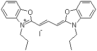 structure of CAS# 53213-79-9, 3,3'-Dipropyloxacarbocyanine iodide