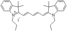 CAS # 53213-98-2, 2-[(1E,3E)-5-(3,3-Dimethyl-1-propyl-1,3-dihydro-2H-indol-2-ylidene)-1,3-pentadienyl]-3,3-dimethyl-1-propyl-3H-indolium iodide
