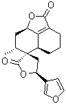 CAS # 53625-15-3, Teucvidin, (3R,5S,5'aR,7'R,8'aR)-5-(3-Furanyl)-3',4,5,5',5'a,7',8',8'a-octahydro-7'-methylspiro[furan-3(2H),6'-[6H]naphtho[1,8-bc]furan]-2,2'(4'H)-dione, NSC 258599