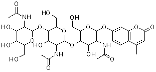 4-甲基伞形酮 N,N',N''-三乙酰基-beta-壳丙糖苷分子结构 (CAS 53643-13-3)