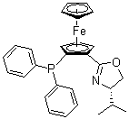 structure of CAS# 541540-70-9, (2R)-1-[(4R)-4,5-Dihydro-4-(1-methylethyl)-2-oxazolyl]-2-(diphenylphosphino)ferrocene