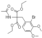 CAS # 5456-13-3, Acetamido(2-bromoveratryl)malonic acid diethyl ester, (Acetylamino)[(2-bromo-3,4-dimethoxyphenyl)methyl]propanedioic acid diethyl ester, NSC 7504