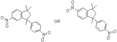2,3-二氢-1,1,3-三甲基-5(or 6)-硝基-3-(4-硝基苯基)-1H-茚分子结构 (CAS 54648-07-6)