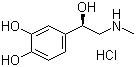 CAS # 55-31-2, L-Epinephrine hydrochloride, (-)-3,4-Dihydroxy-alpha-((methylamino)methyl)benzyl alcohol hydrochloride, (R)-4-(1-Hydroxy-2-(methylamino)ethyl)-1,2-benzenediol hydrochloride, Adrenalin chloride