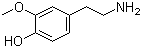 CAS # 554-52-9, 3-Methoxy-4-hydroxyphenethylamine, 4-(2-Aminoethyl)-2-methoxyphenol