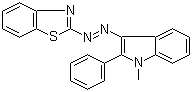 structure of CAS# 55773-66-5, 2-[2-(1-Methyl-2-phenyl-1H-indol-3-yl)diazenyl]benzothiazole