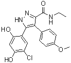 CAS # 558640-51-0 (940289-57-6), VER 49009, 5-(5-Chloro-2,4-dihydroxyphenyl)-N-ethyl-4-(4-methoxyphenyl)-1H-pyrazole-3-carboxamide, CCT 129397
