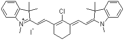 2-[2-[2-氯-3-[(1,3-二氢-1,3,3-三甲基-2H-吲哚-2-亚基)乙亚基]-1-环戊烯-1-基]乙烯基]-1,3,3-三甲基吲哚鎓碘化物分子结构 (CAS 56289-67-9)