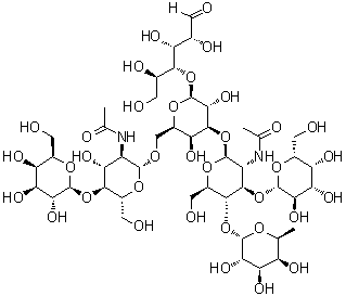 CAS # 56501-25-8 (1240020-24-9), Fucosyllacto-N-neohexaose II, O-6-Deoxy-alpha-L-galactopyranosyl-(1→4)-O-[beta-D-galactopyranosyl-(1→3)]-O-2-(acetylamino)-2-deoxy-beta-D-glucopyranosyl-(1→3)-O-[O-beta-D-galactopyranosyl-(1→4)-2-(acetylamino)-2-deoxy-beta-D-glucopyranosyl-(1→6)]-O-beta-D-galactopyranosyl-(1→4)-D-glucose, Lacto-N-fucoheptaose