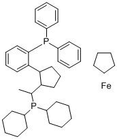 structure of CAS# 565184-29-4, (R)-(-)-1-[(R)-2-(2'-Diphenylphosphinophenyl)Ferrocenyl]ethyldicyclohexylphosphine
