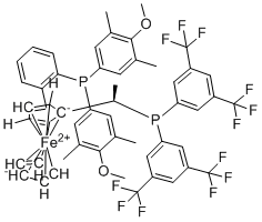 (1S)-1-[(1R)-1-[双[3,5-双(三氟甲基)苯基]膦基]乙基]-2-[2-[双(4-甲氧基-3,5-二甲基苯基)膦基]苯基]二茂铁分子结构 (CAS 565184-34-1)