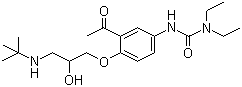CAS # 56980-93-9, Celiprolol, 3-[3-Acetyl-4-(2-hydroxy-3-tert-butylamino-propoxy)-phenyl]-1,1-diethyl-urea