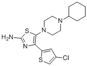 structure of CAS# 570407-42-0, 4-(4-氯噻吩-2-基)-5-(4-环己基哌嗪-1-基)噻唑-2-胺