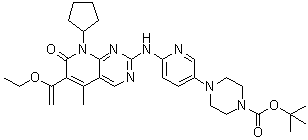 4-[6-[[8-环戊基-6-(1-乙氧基乙烯基)-5-甲基-7-氧代-7,8-二氢吡啶并[2,3-d]嘧啶-2-基]氨基]吡啶-3-基]哌嗪-1-羧酸叔丁酯分子结构 (CAS 571189-10-1)
