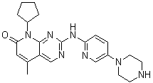 structure of CAS# 571190-22-2, 8-环戊基-5-甲基-2-[[(5-哌嗪-1-基吡啶-2-基)]氨基]-8H-吡啶并[2,3-d]嘧啶-7-酮