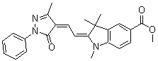 CAS # 5718-26-3, 2-[(1,5-Dihydro-3-methyl-5-oxo-1-phenyl-4H-pyrazol-4-ylidene)ethylidene]-2,3-dihydro-1,3,3-trimethyl-1H-indole-5-carboxylic acid methyl ester