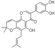 CAS 登录号：572-03-2, 3-(3,4-二羟基苯基)-5-羟基-8,8-二甲基-6-(3-甲基-2-丁烯-1-基)-4H,8H-苯并[1,2-b:3,4-b']二吡喃-4-酮