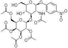 4-硝基苯基 2-(乙酰氨基)-2-脱氧-3-O-(2,3,4,6-四-O-乙酰基-beta-D-吡喃半乳糖基)-beta-D-吡喃葡萄糖苷分子结构 (CAS 57467-12-6)