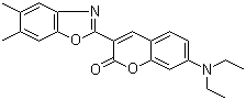 structure of CAS# 57980-76-4, 7-(Diethylamino)-3-(5,6-dimethyl-2-benzoxazolyl)-2H-1-benzopyran-2-one