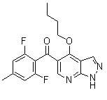 (4-丁氧基-1H-吡唑并[3,4-b]吡啶-5-基)(2,6-二氟-4-甲基苯基)-甲酮分子结构 (CAS 582315-72-8)