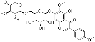 CAS # 58274-56-9, Kakkalide, 5-Hydroxy-6-methoxy-3-(4-methoxyphenyl)-7-[(6-O-beta-D-xylopyranosyl-beta-D-glucopyranosyl)oxy]-4H-1-benzopyran-4-one