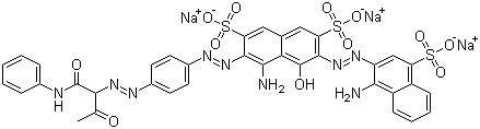 CAS # 58419-36-6, Acid Green 111, 4-Amino-6-[2-(1-amino-4-sulfo-2-naphthalenyl)diazenyl]-5-hydroxy-3-[2-[4-[2-[2-oxo-1-[(phenylamino)carbonyl]propyl]diazenyl]phenyl]diazenyl]-2,7-naphthalenedisulfonic acid sodium salt
