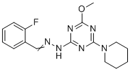 CAS # 5866-56-8, N-[(2-fluorophenyl)methylideneamino]-4-methoxy-6-piperidin-1-yl-1,3,5-triazin-2-amine