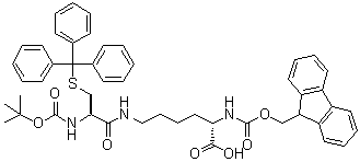 N6-[N-[叔丁氧羰基]-S-(三苯基甲基)-L-半胱氨酰]-N2-[芴甲氧羰基]-L-赖氨酸分子结构 (CAS 587854-43-1)