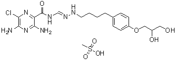 structure of CAS# 587879-54-7, 3,5-二氨基-6-氯-N-[[[4-[4-(2,3-二羟基丙氧基)苯基]丁基]氨基]亚氨基甲基]吡嗪甲酰胺单甲烷磺酸盐