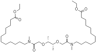 structure of CAS# 58801-34-6, (-)-(R,R)-N,N'-[二(11-乙氧羰基)十一烷基]-N,N',4,5-四甲基-3,6-二氧代辛烷二酰胺